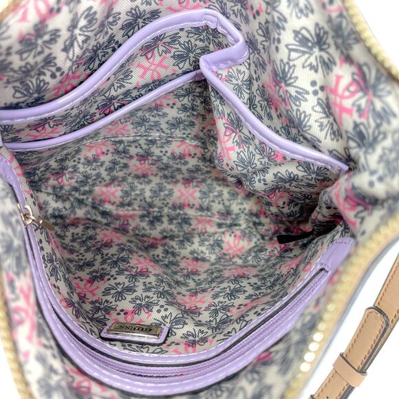 Guess Purple Crossbody Purse Bag Shoulderbag w/ Charms Tan Brown Trim NWoT Rare - Picture 4 of 4